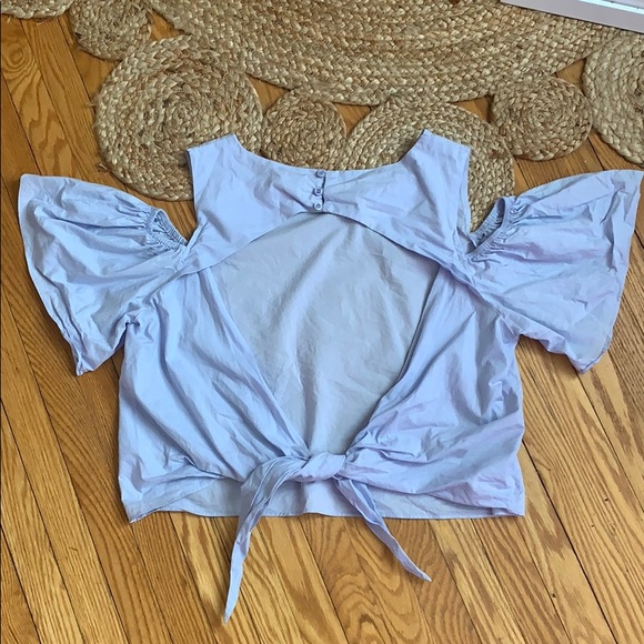 Open Black Baby Blue Crop Top - Picture 1 of 6